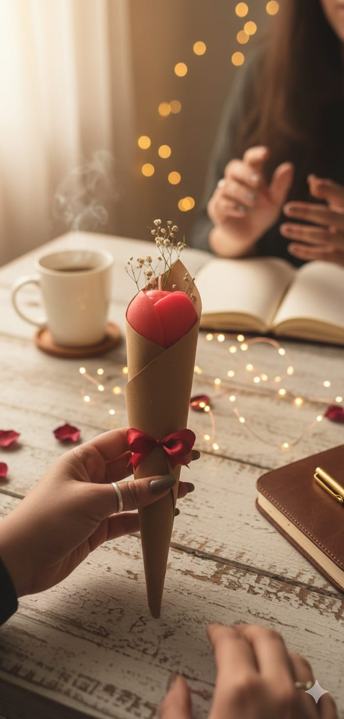 Riyoxa Rose Bouquet Scented Decorative Candle