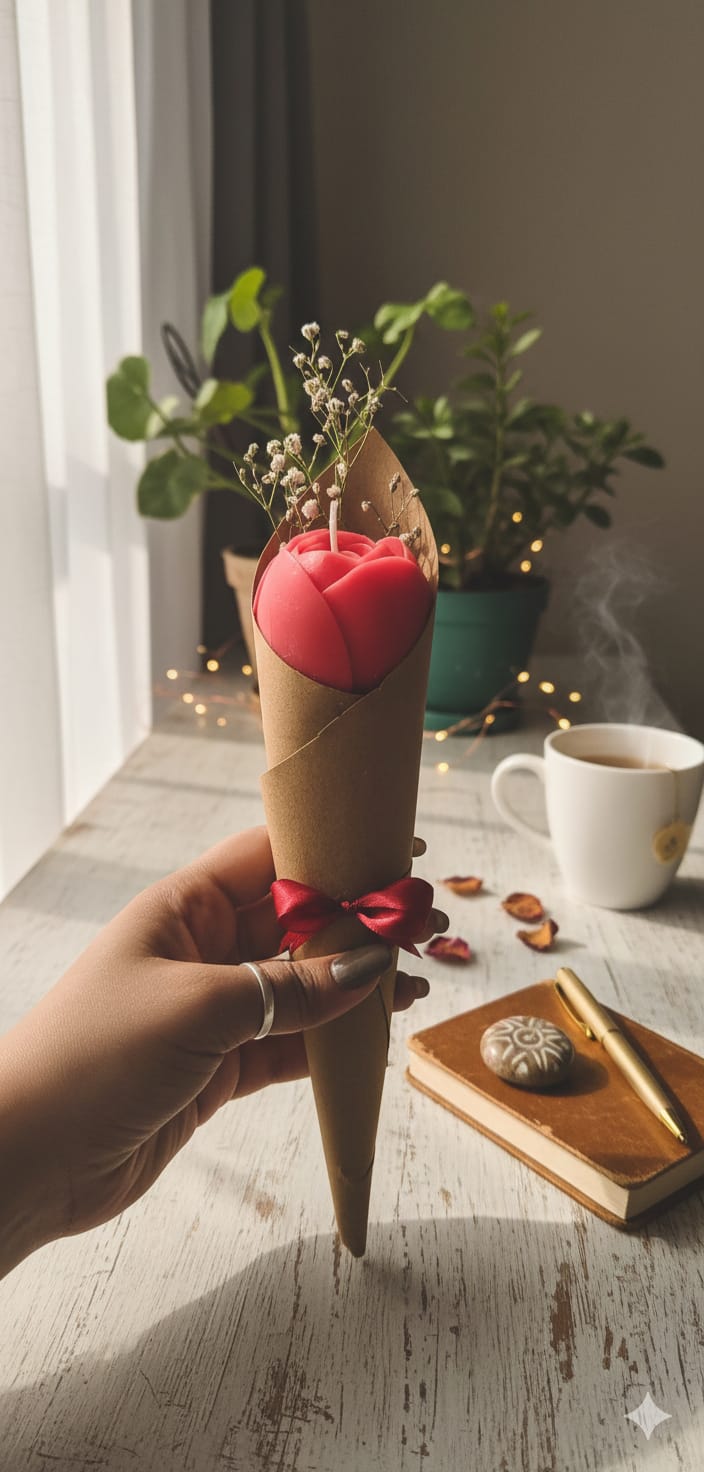 Riyoxa Rose Bouquet Scented Decorative Candle